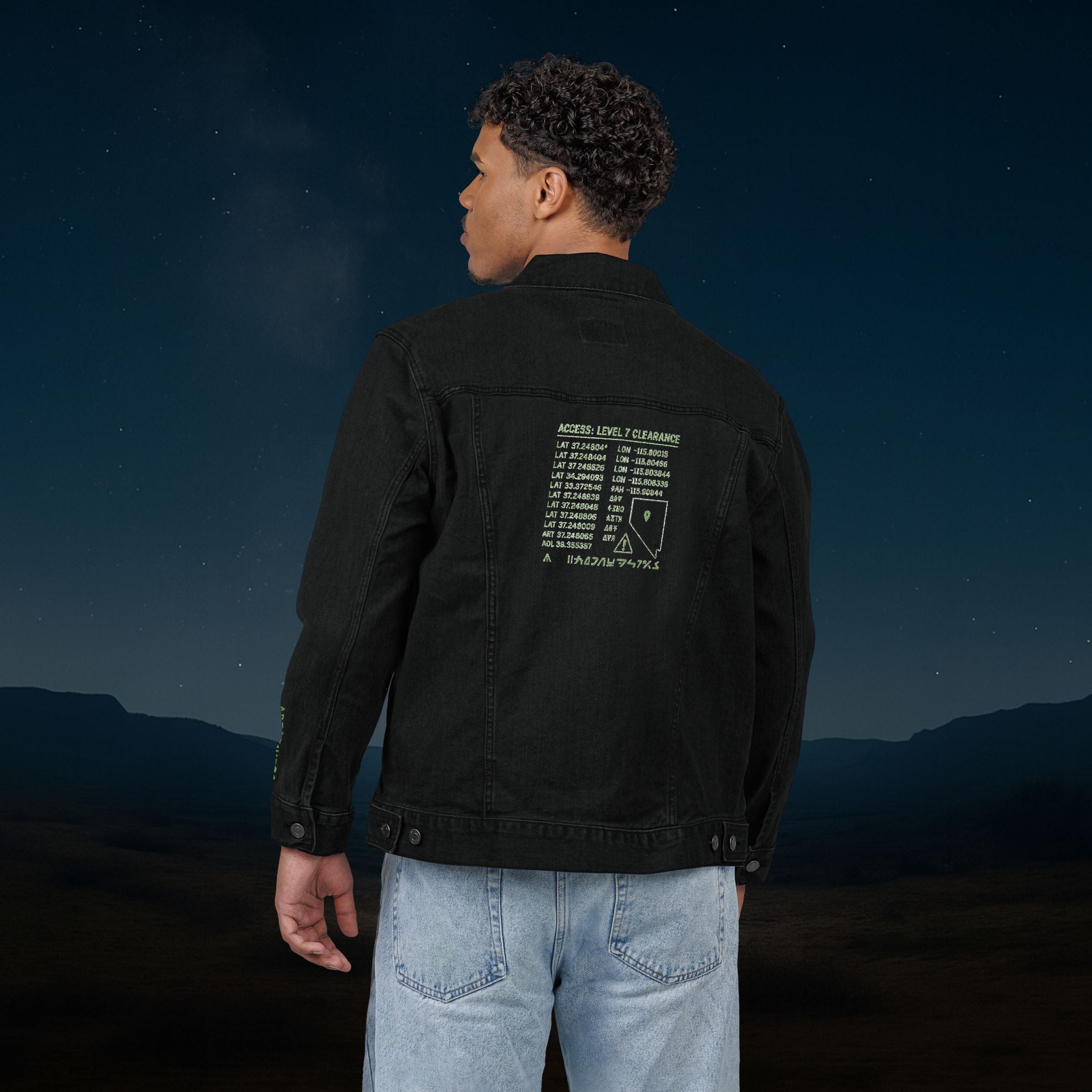 “Property of Area 51” Embroidered Denim Jacket – Alien Transmissions Edition