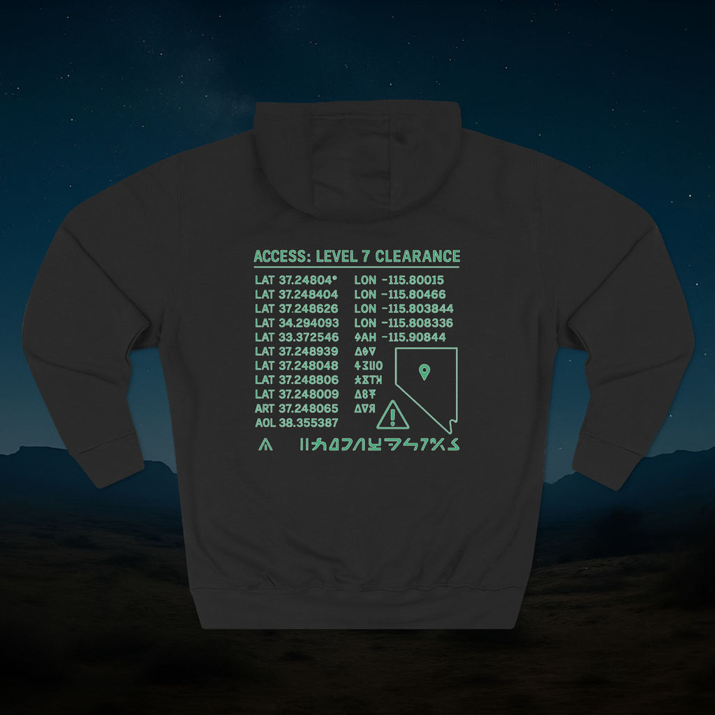 Area 51 “Model S-4 Test Craft” Neon Blueprint Hoodie – Level 7 Clearance Edition