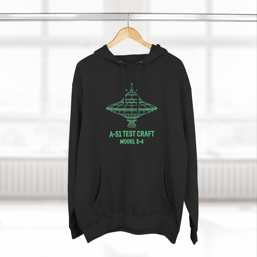 Area 51 “Model S-4 Test Craft” Neon Blueprint Hoodie – Level 7 Clearance Edition