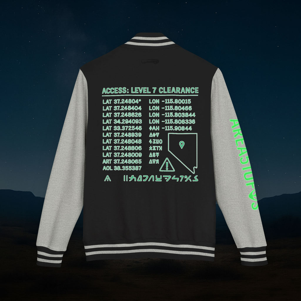 “Property of Area 51” Printed Letterman Jacket – Alien Transmissions Edition